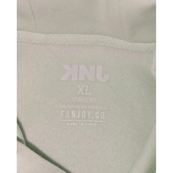 Fanjoy KNJ Hoodie Size XL Mint Green Chenille Graphic‎ Sweatshirt Fuzzy Letters - Picture 4 of 6